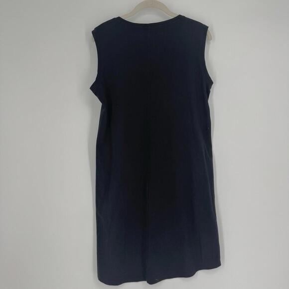 Eileen Fisher Dress small S black mini stretch jersey sleeveless tank minimalist - Picture 5 of 5